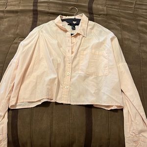 Forever21 crop top long sleeve size S cream pink super cute